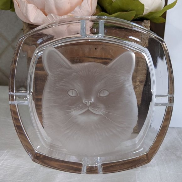🎉HP!🎉 VTG Cristal d'Arques Durand Etched Cat Lead Crystal Ashtray Trinket Dish - Picture 5 of 6
